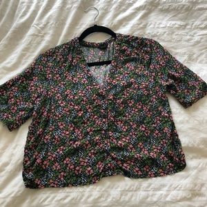 TOPSHOP Cropped Floral Blouse